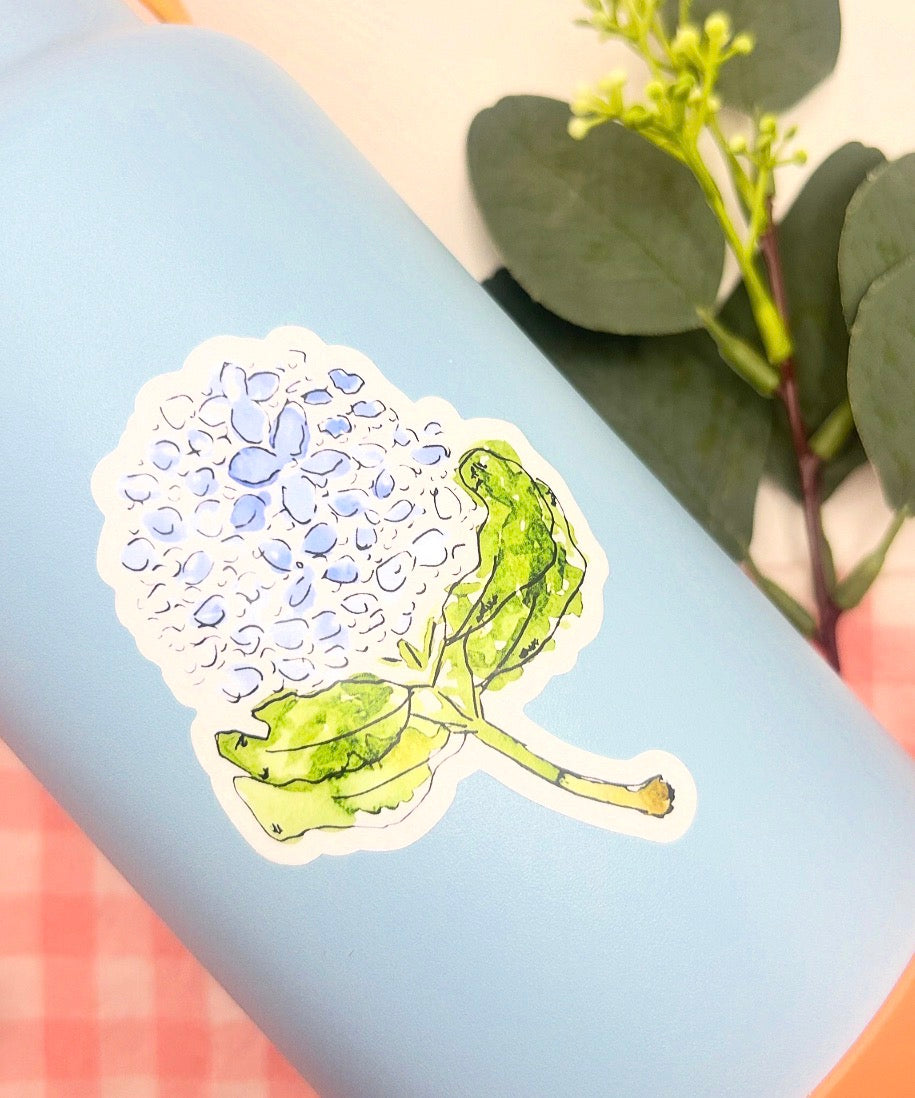Blue Hydrangea Watercolor Die-Cut Sticker