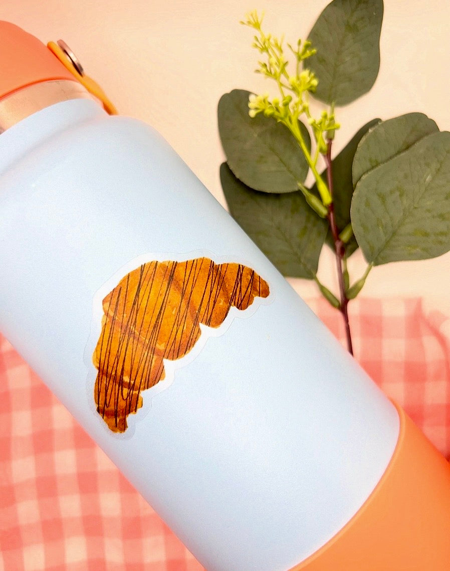 Chocolate Croissant Watercolor Die-Cut Sticker