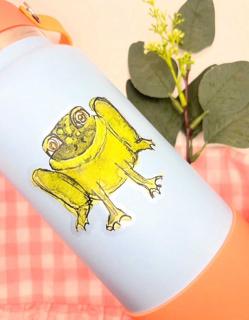 Frog Watercolor Die-Cut Sticker