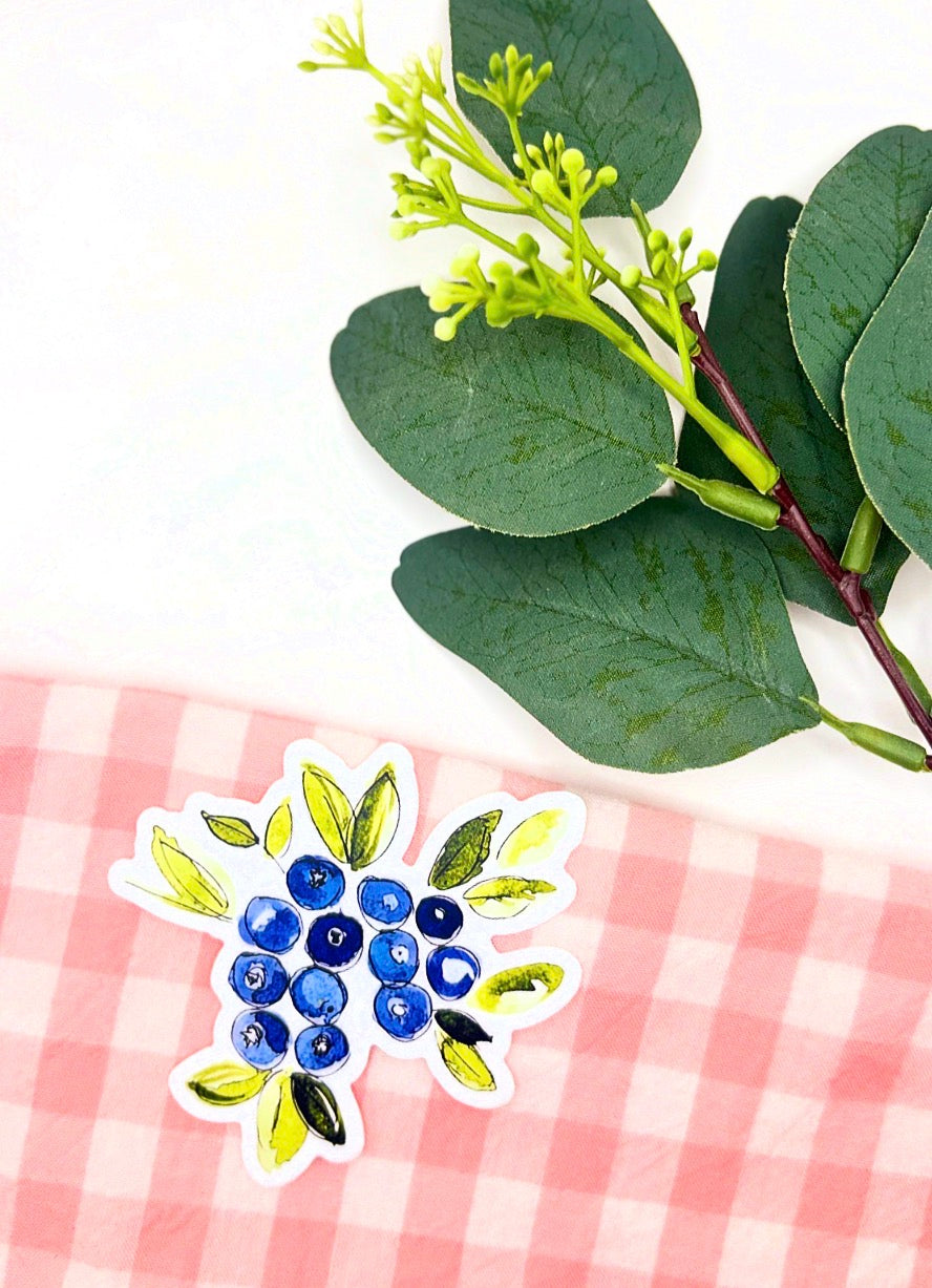 Watercolor Blueberry Die-Cut Sticker