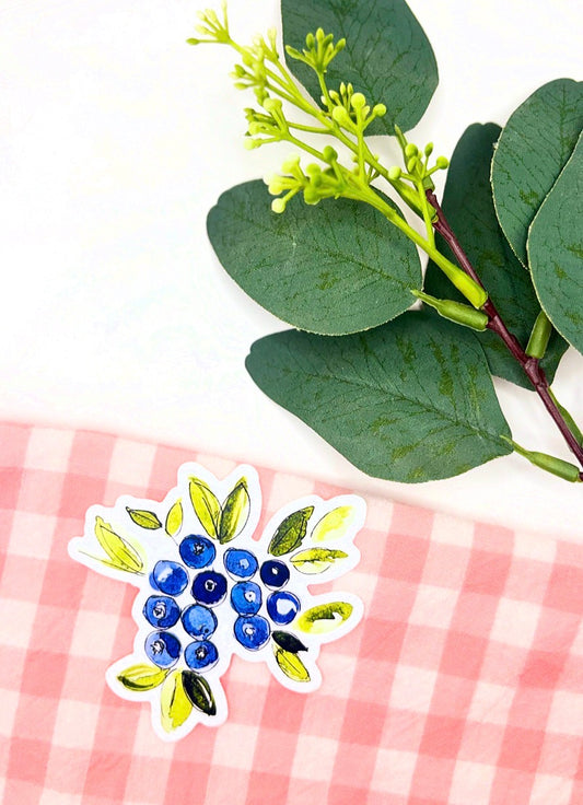 Watercolor Blueberry Die-Cut Sticker