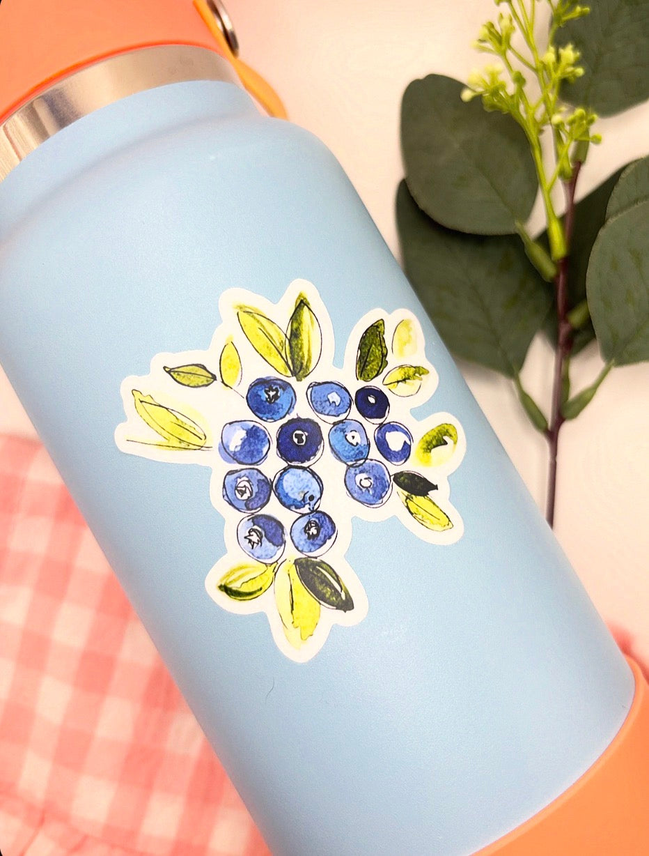 Watercolor Blueberry Die-Cut Sticker