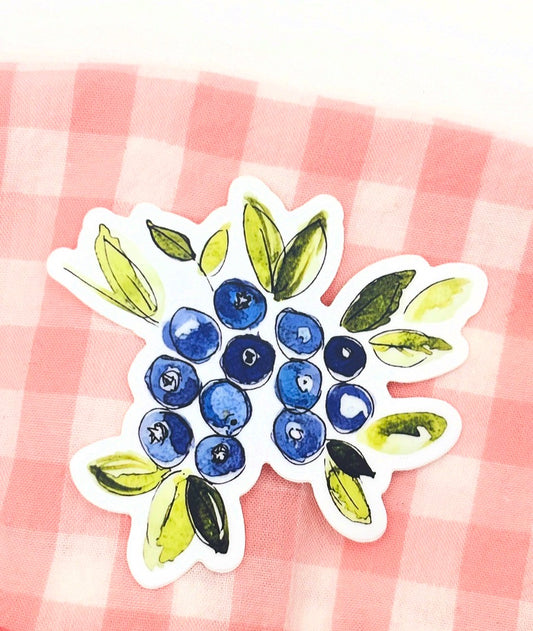 Watercolor Blueberry Die-Cut Sticker