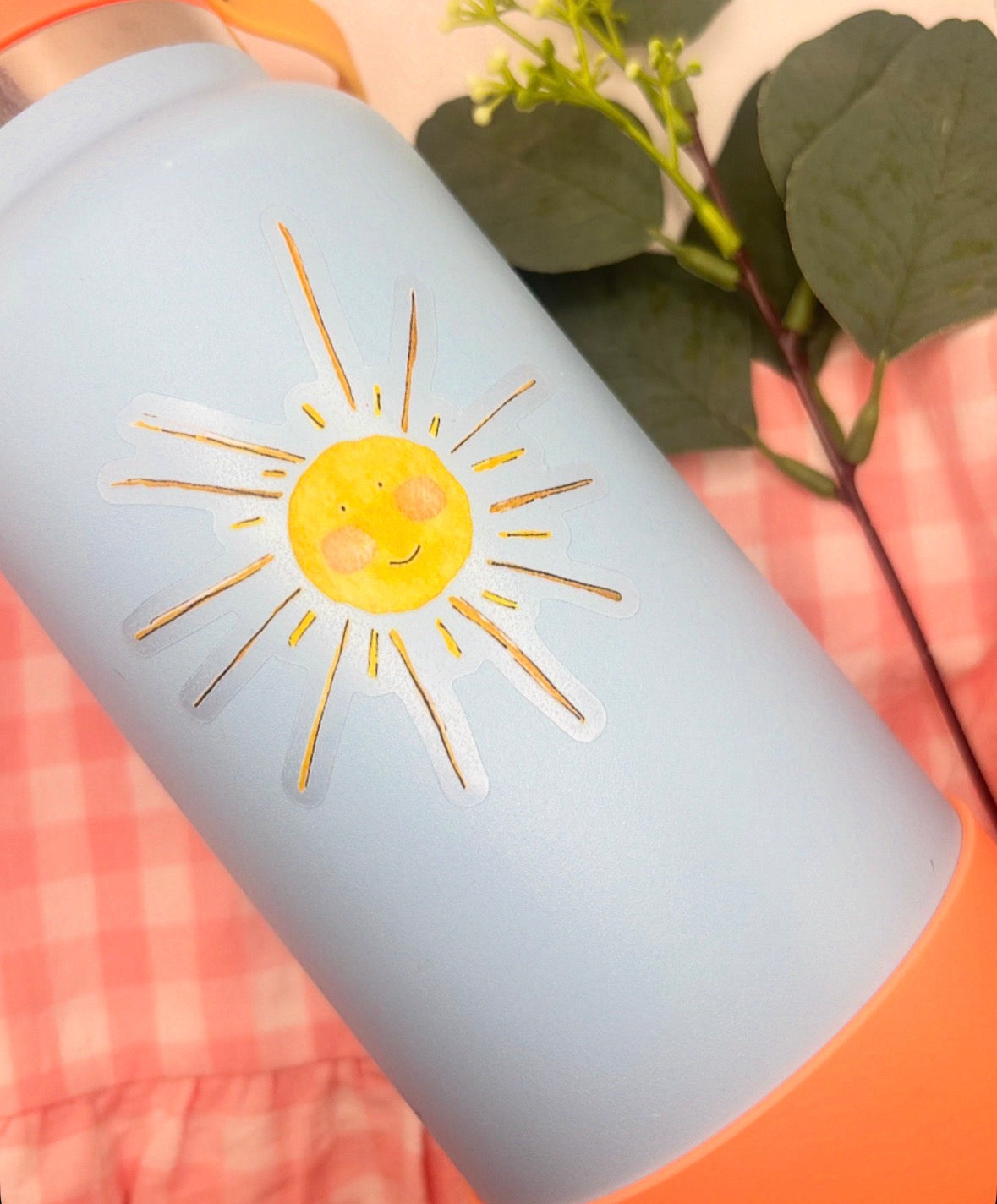 Smiling Sun Watercolor Die-Cut Sticker