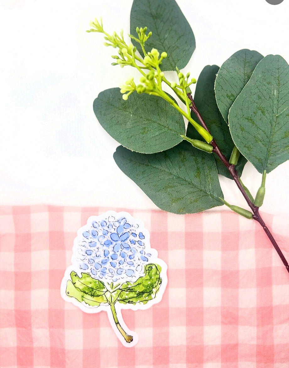 Blue Hydrangea Watercolor Die-Cut Sticker