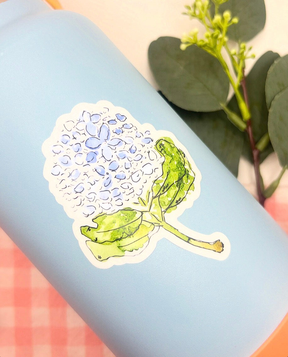 Blue Hydrangea Watercolor Die-Cut Sticker