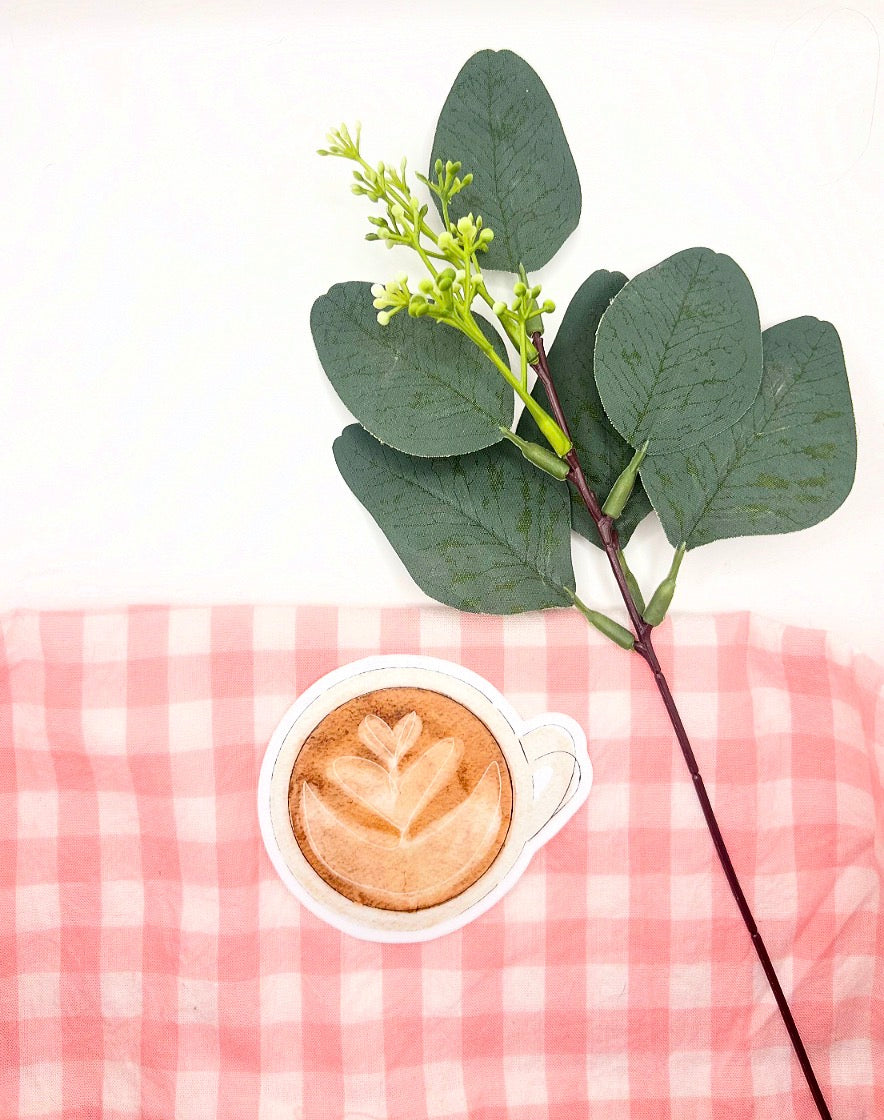 Heart Latte Watercolor Die-Cut Sticker