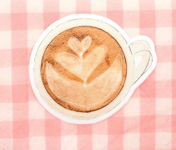 Heart Latte Watercolor Die-Cut Sticker