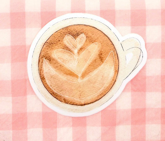 Heart Latte Watercolor Die-Cut Sticker