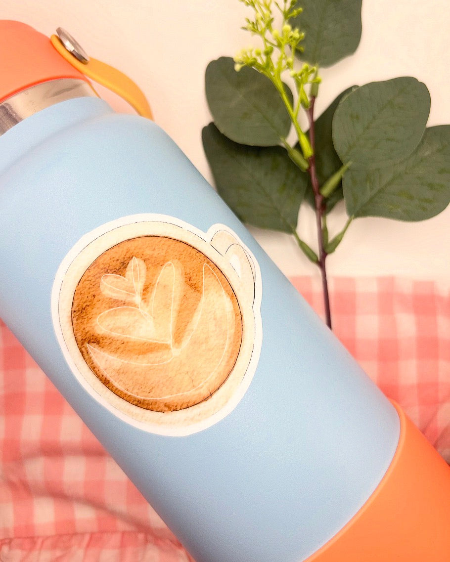 Heart Latte Watercolor Die-Cut Sticker