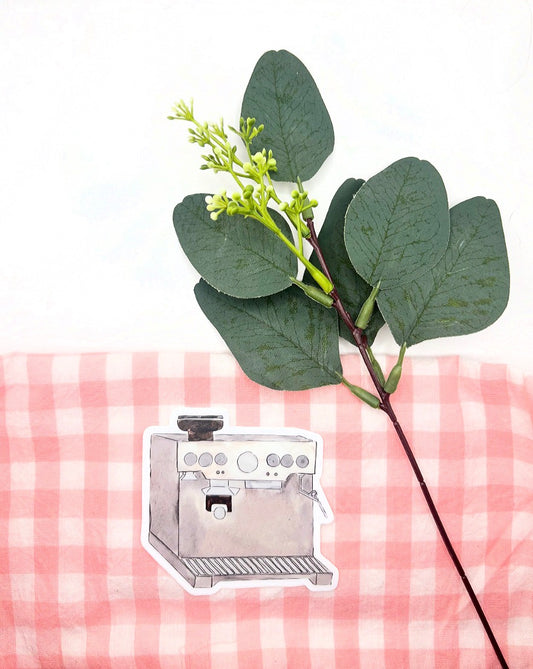 Espresso Coffee Machine Watercolor Die-Cut Sticker