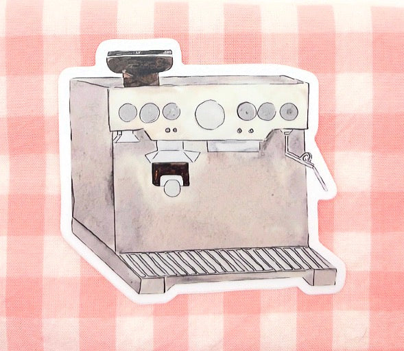 Espresso Coffee Machine Watercolor Die-Cut Sticker