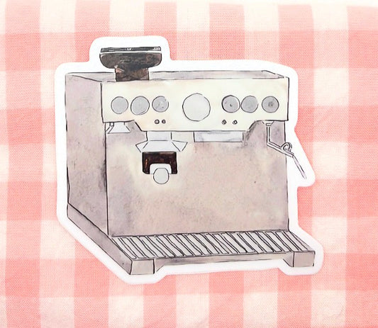 Espresso Coffee Machine Watercolor Die-Cut Sticker